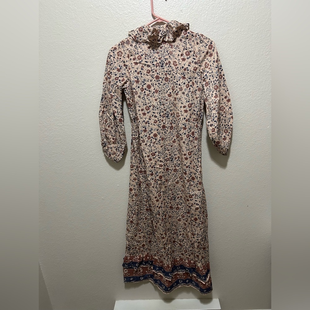 Christy Dawn Prairie Dress Sand Anemone Vine Midi, Organic Cotton, Size Small - Picture 6 of 8